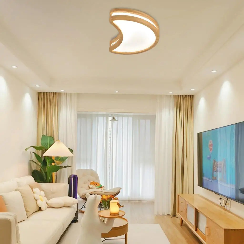 Plafonnier Led en bois avec lune Simple - vue 5 sur 7