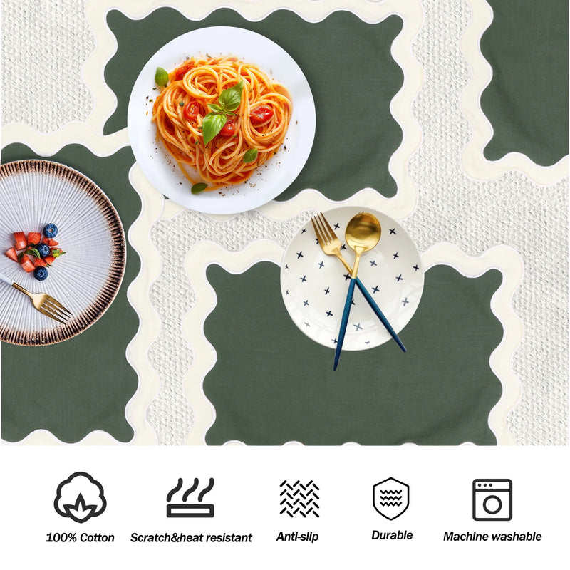 Serviette de table coton lin style naturel lot 4