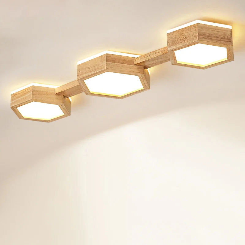 plafonnier led en bois pour décoration intérieure moderne - vue 3 sur 12