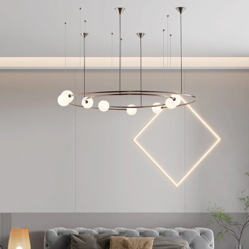 Lustre suspendu en anneau créatif au design nordique moderne