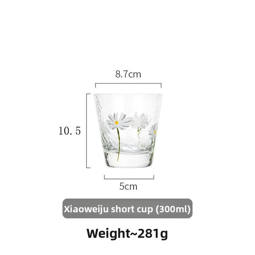 verre martelé motif marguerite pour boissons résistant chaleur