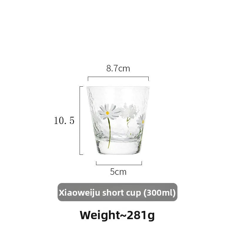 verre martelé motif marguerite pour boissons résistant chaleur - vue 7 sur 7