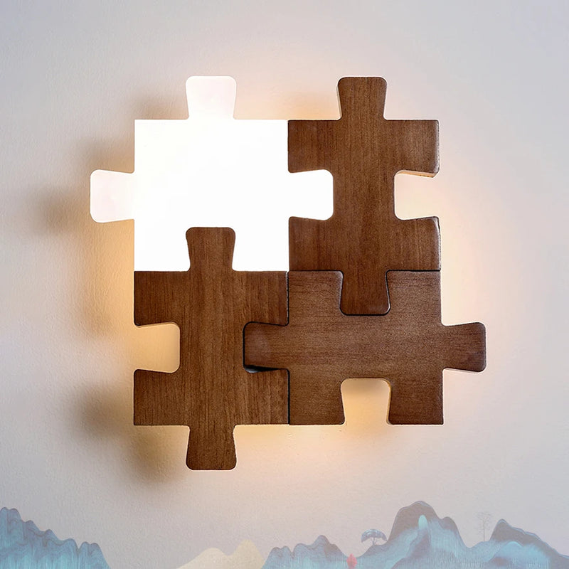 Applique murale LED en bois au design nordique