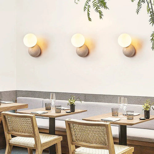 Applique murale led style grotte pierre rond créatif nordique - vue 3 sur 7