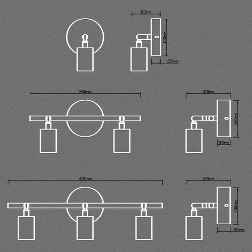 applique murale industrielle rétro multi-têtes minimaliste led - vue 10 sur 12