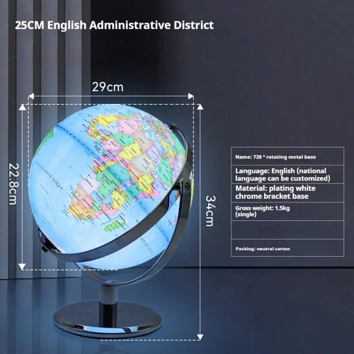 globe terrestre rotatif éducatif lumineux en anglais pour géographie - vue 14 sur 18