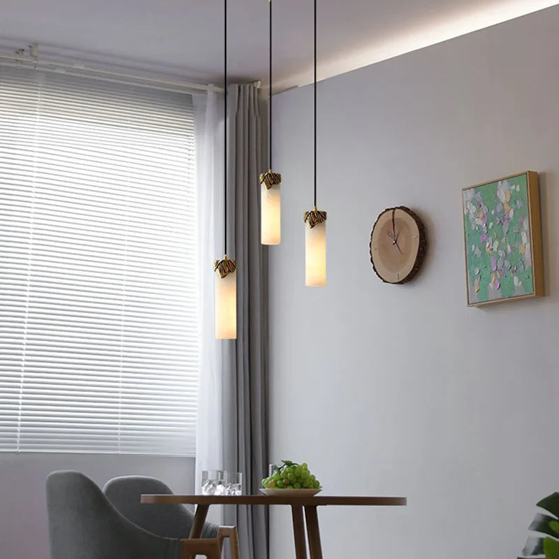suspension en marbre naturel et cuivre pour intérieur - vue 3 sur 8