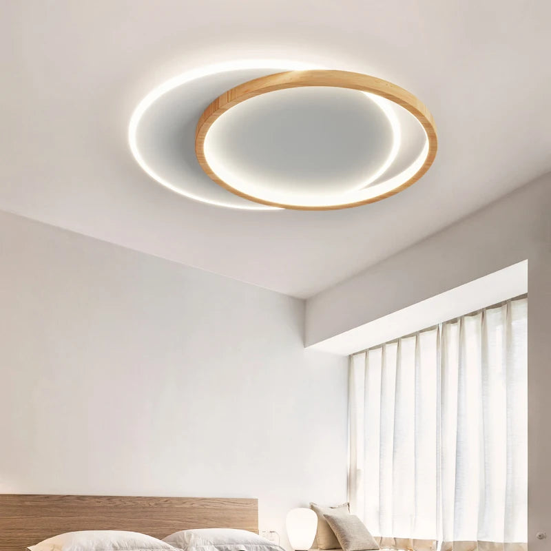 Lampes de plafond de chambre à coucher en rondins nordiques pour salon chambre à coucher décoration de la maison lumières d'éclairage intérieur LED livraison directe luminaires minimalistes