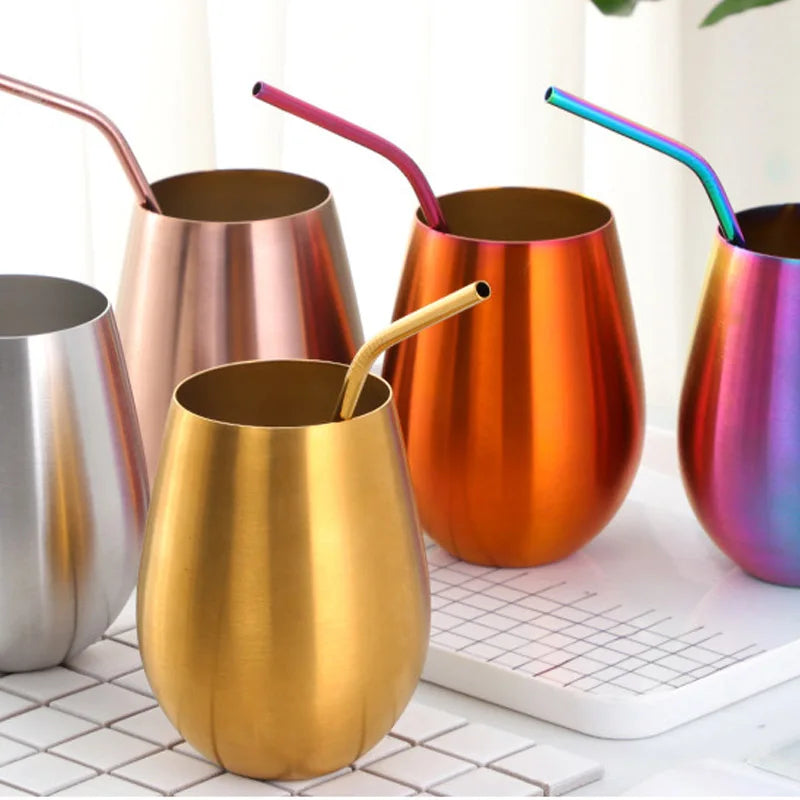 Verres a vin ronds acier inoxydable style bar