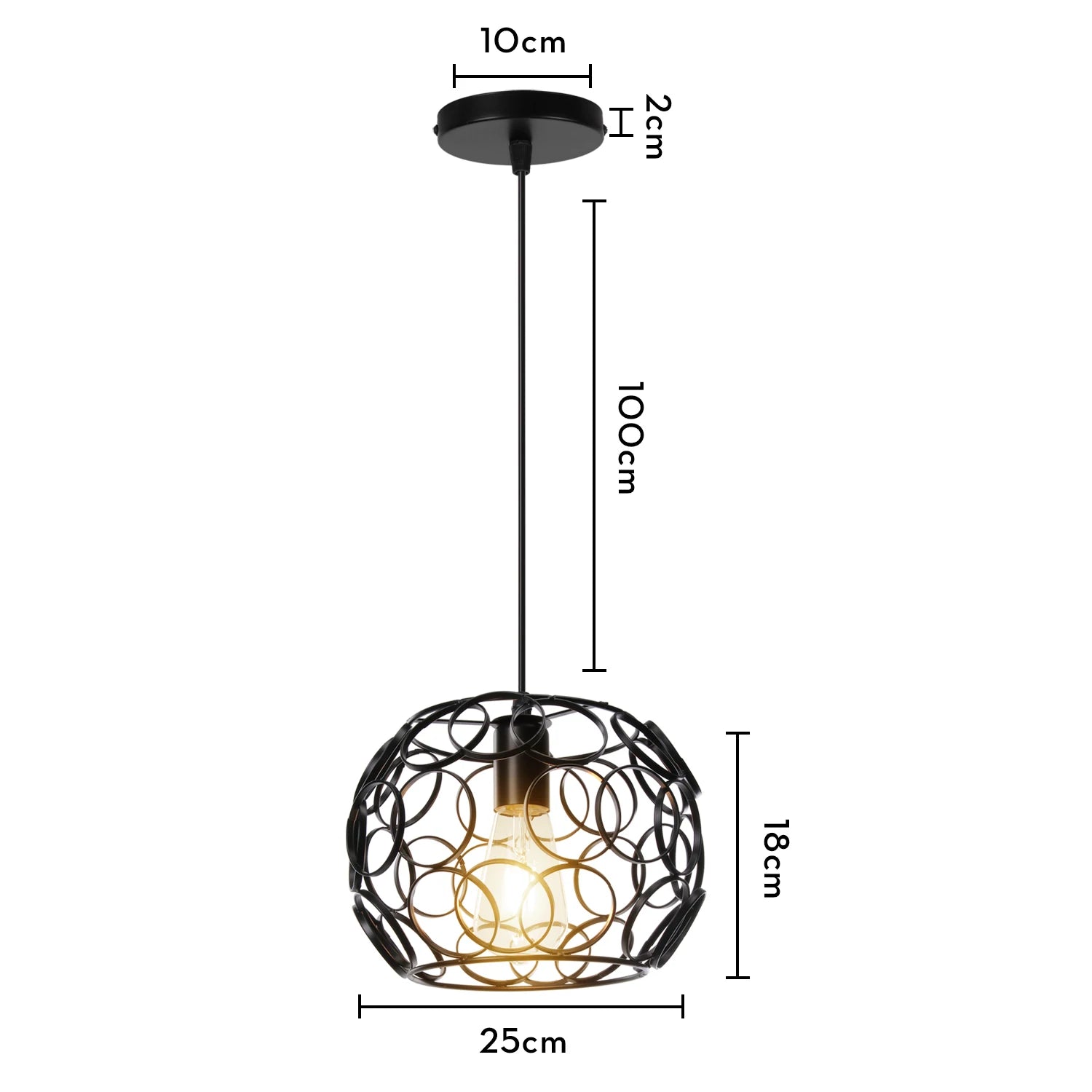 lustre industriel rétro en fer avec lumière led moderne - vue 12 sur 12