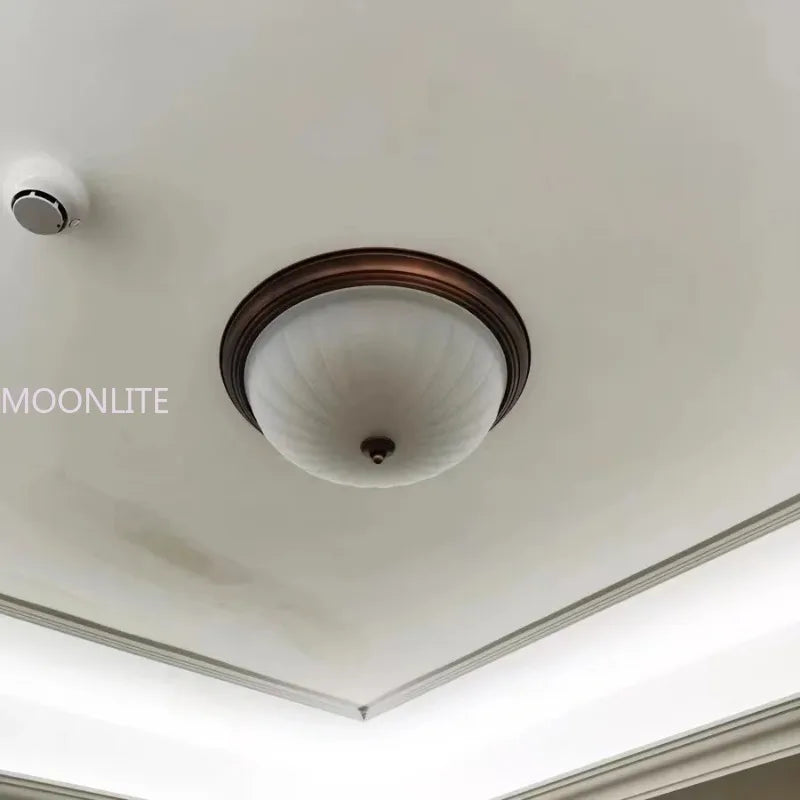 Plafonnier rond or/noir/Bronze plafonnier verre dépoli pour couloir salon cuisine LED lumineuse éclairage 110/220V