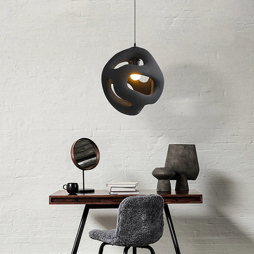 suspension wabi-sabi design haut de gamme en résine led - vue 5 sur 8