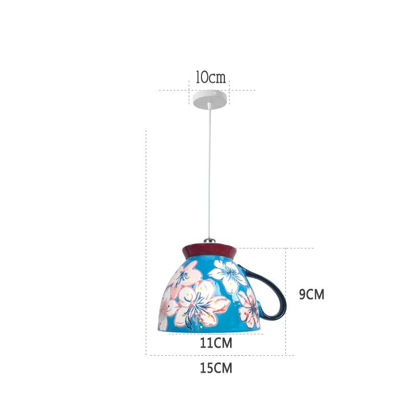 suspension en céramique design art thé éclairage led g4 - vue 18 sur 30