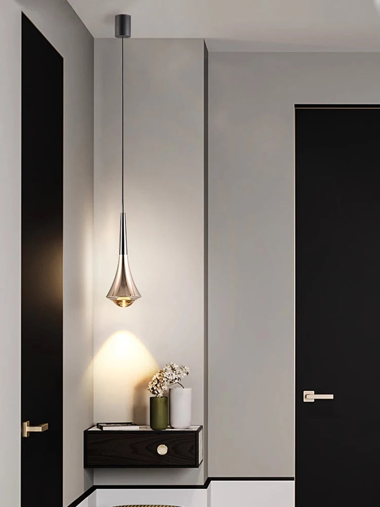 Bedroom bedside chandelier modern simple can lift creative light luxury main bed headlamp small chandelier restaurant chandelier - vue 4 sur 11
