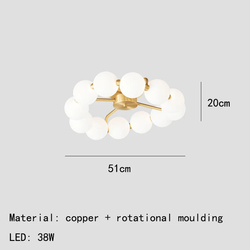 lustre à led avec anneau en cuivre et boule acrylique - vue 10 sur 10