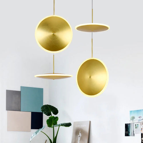 lampe led ronde en métal art déco avec fil réglable