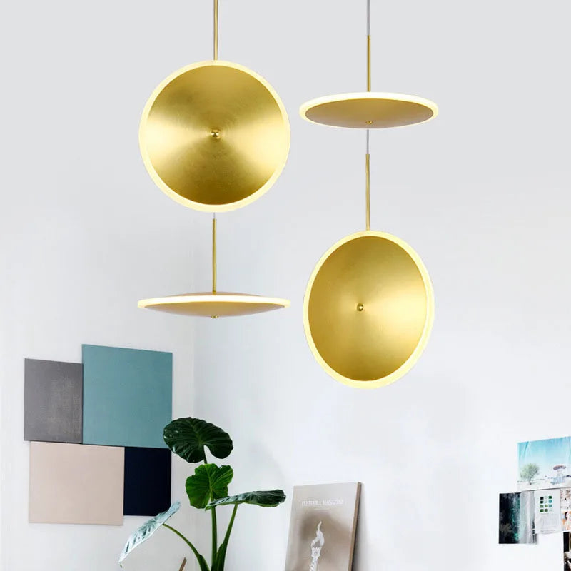 lampe led ronde métal art déco avec fil réglable