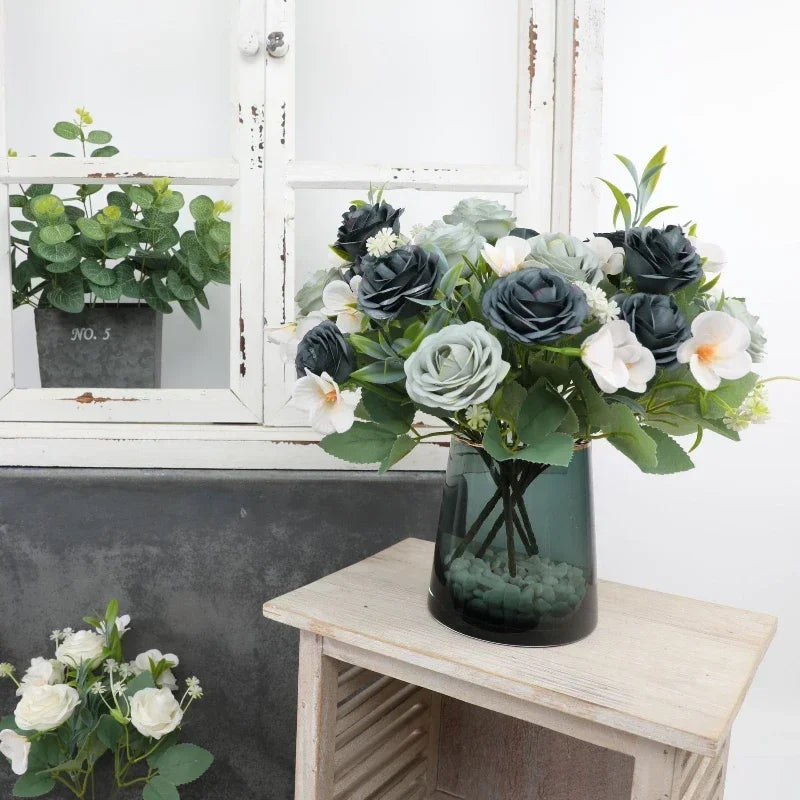 bouquet de roses artificielles en soie pour décoration intérieure