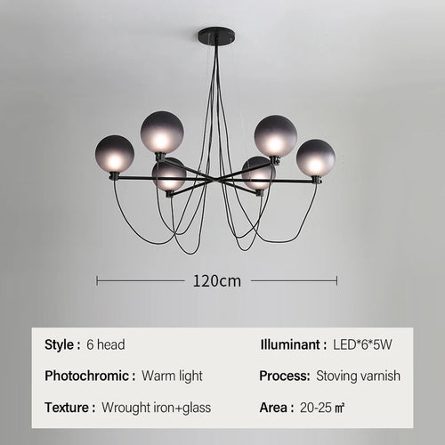 lustre nordique boule en verre style industriel rétro