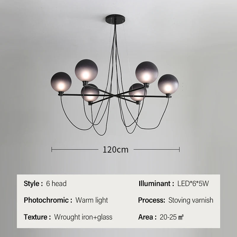 lustre nordique boule en verre style industriel rétro