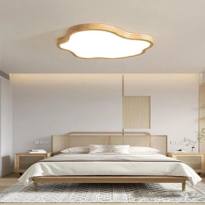 Plafonnier LED en bois au design nordique moderne