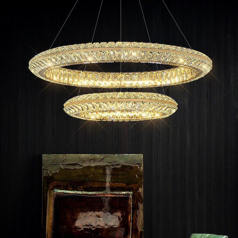 Luxe Cristal LED Suspension Lumières Villa Salon Salle À Manger Éclairage Décor Lustre Lustre Lampe Intérieur Hôtel Bar Luminaires - vue 7 sur 16