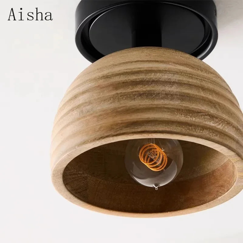 plafonnier rétro en bois style américain pour décoration intérieure - vue 4 sur 5