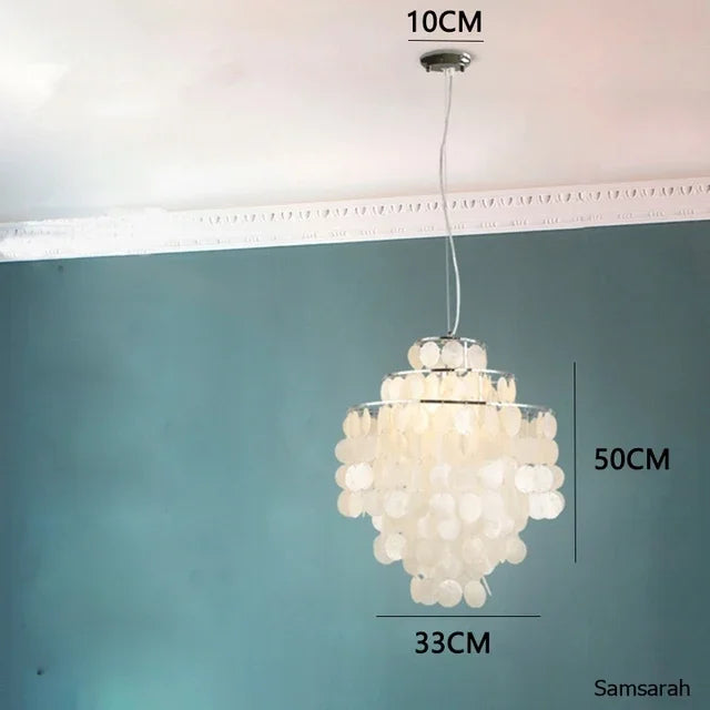 lustre nordique en coquillage avec luminaire à led - vue 10 sur 17