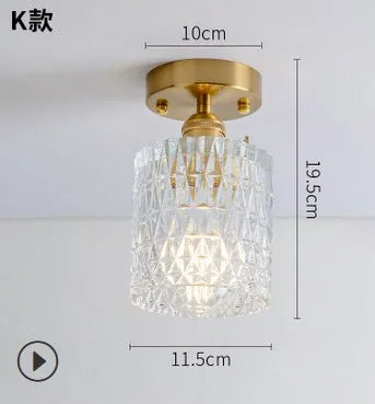 plafonnier moderne japonais en verre sculpté rétro élégant - vue 19 sur 18