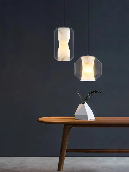 lustre en verre de marbre naturel design moderne minimaliste décoratif