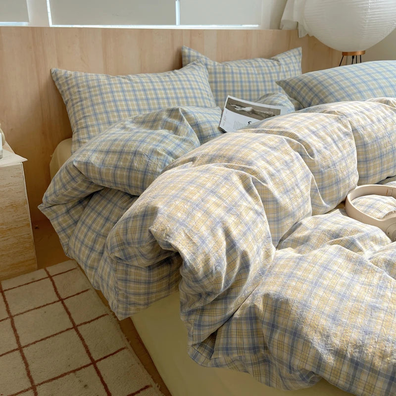 housse de couette rayée rose en coton pour chambre fille