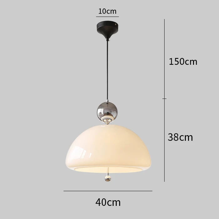 suspension en verre blanc laiteux forme fleur style bauhaus - vue 10 sur 11