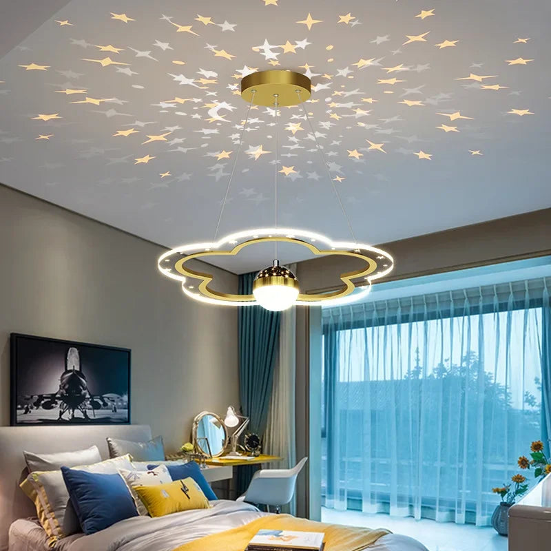 lustre led moderne nuage fleur éclairage ciel étoilé intérieur