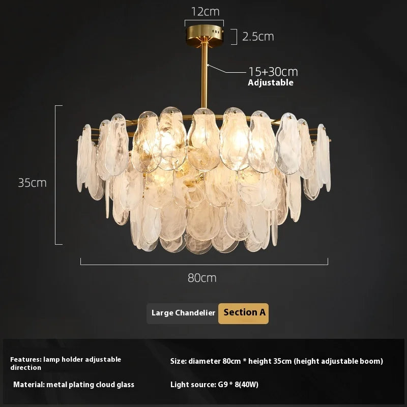 suspension en verre gourde motifs nuages style franco-américain - vue 8 sur 9