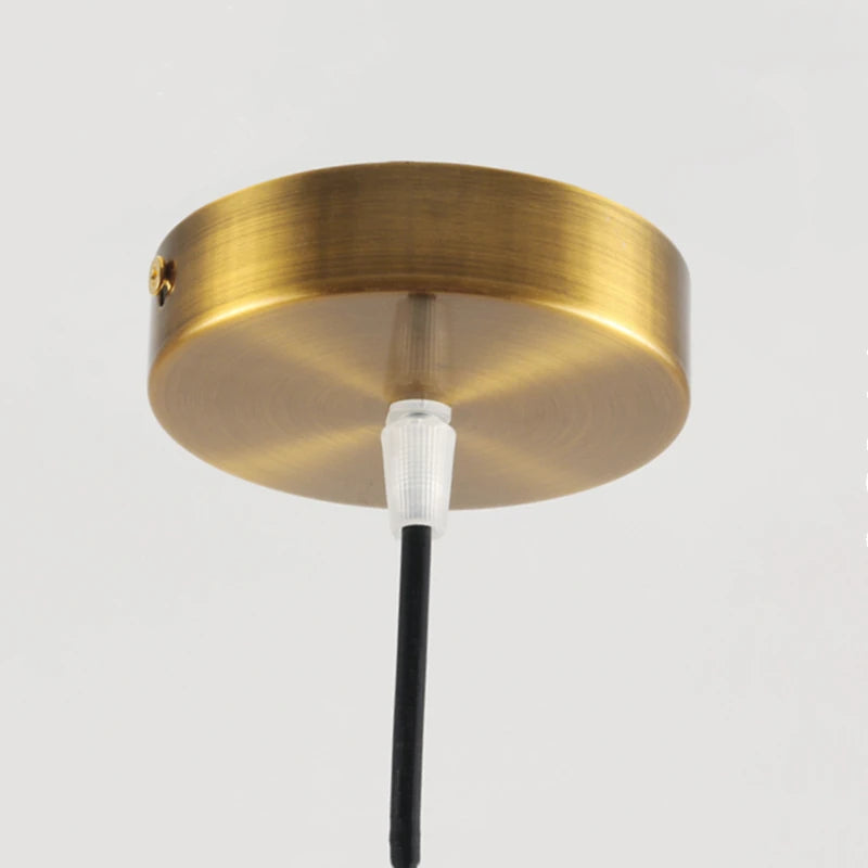 Suspension design ronde Led en noyer noir