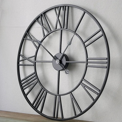 horloge murale moderne 3D rétro avec chiffres romains décoration intérieure - vue 2 sur 7