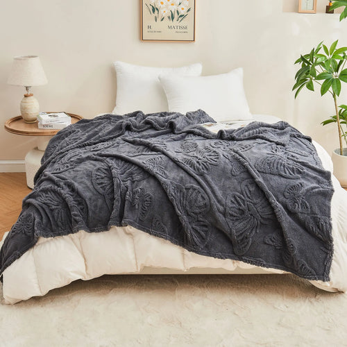 plaid sherpa jacquard motif carreaux doux salon chambre - vue 7 sur 6