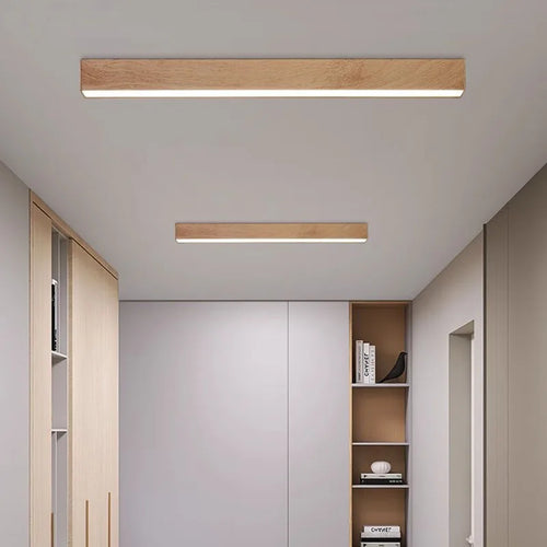 Plafonniers LED nordiques lampes de décoration en bois à longue bande minimaliste pour salon entrée chambre couloir luminaires de vestiaire