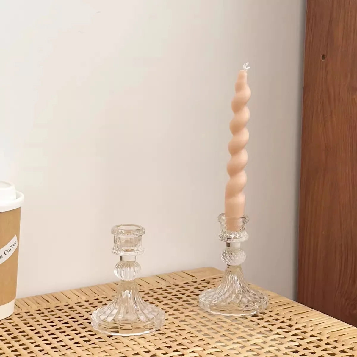 bougeoir en verre transparent pour dîner mariage et photographie - vue 5 sur 9