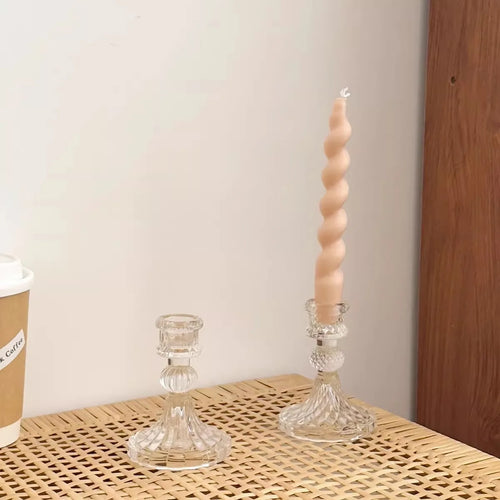 bougeoir en verre transparent pour dîner mariage et photographie - vue 5 sur 9