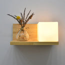 applique murale led en bois avec pot de plante nordique