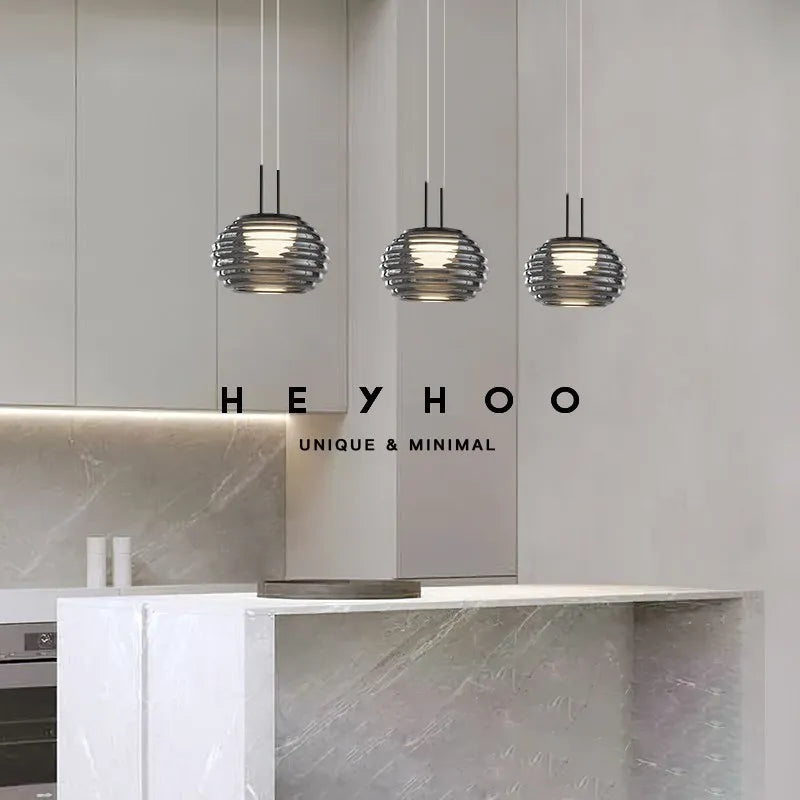 Lampe led suspendue gris fumé moderne intérieur 1/3 têtes - vue 4 sur 8