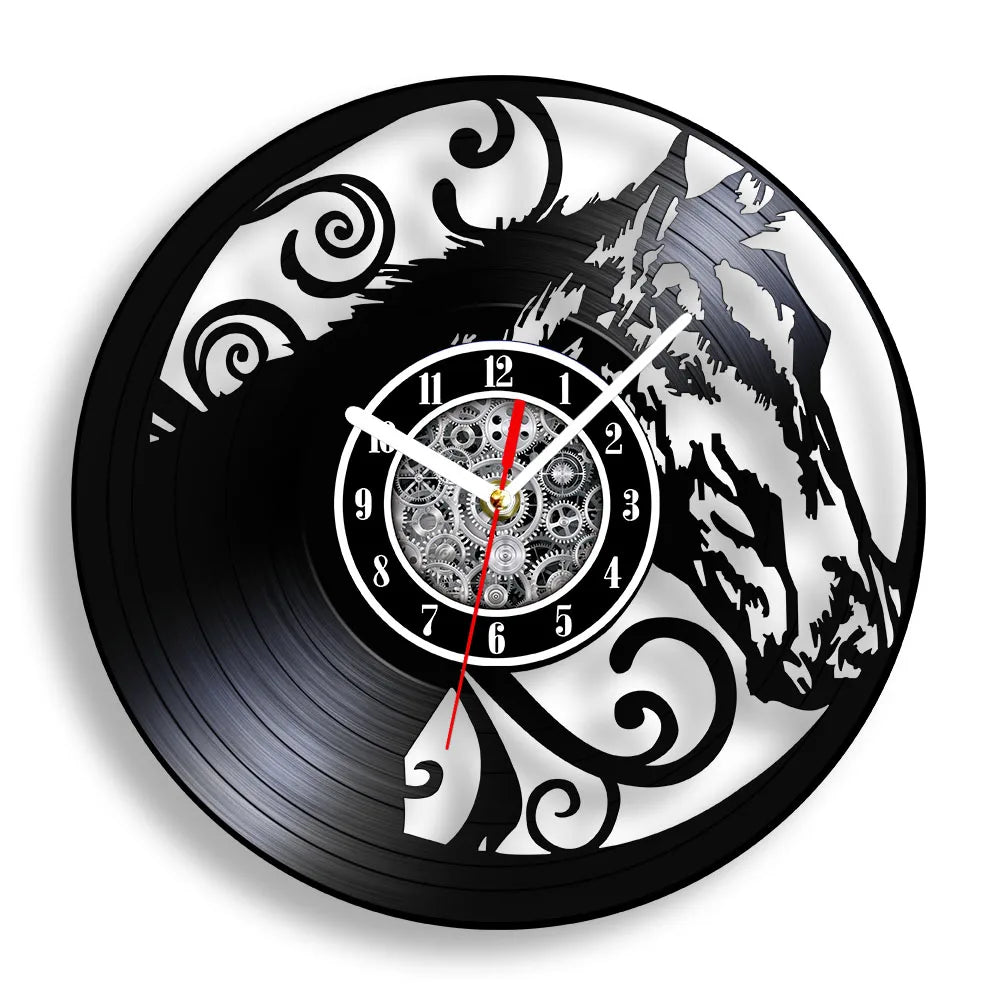 horloge murale vinyle cheval décoration équestre artisanale cadeau unique - vue 12 sur 22