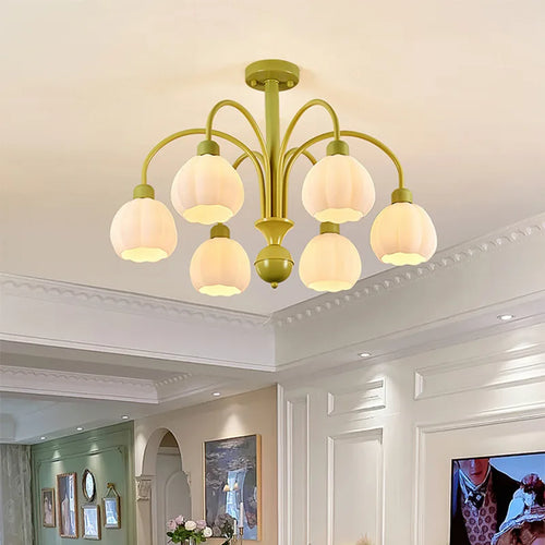 lustre abat-jour citrouille moderne 2023 en verre pour décoration maison - vue 2 sur 9
