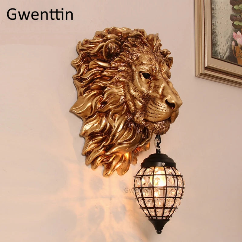 applique murale vintage lion en cristal pour décoration intérieure