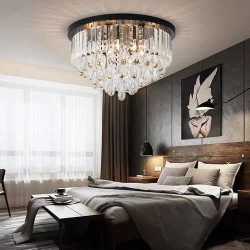 lustre led dimmable en cristal de style vintage luxueux - vue 3 sur 12