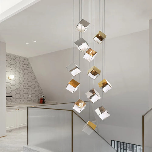 Modern cubic design villa pendant lights, Nordic living room, hotel lobby lights, restaurant, bar interior decoration lights - vue 3 sur 14