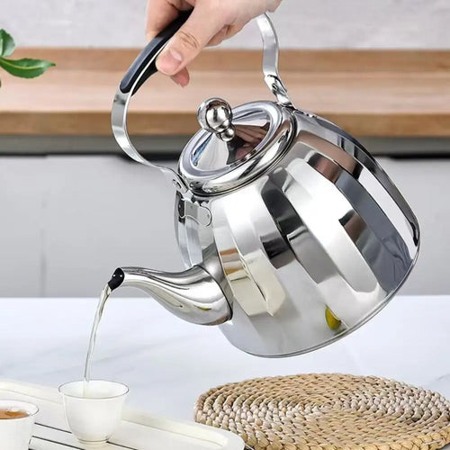 Bouilloire inox fleur infuseur poignée anti brulure miroir