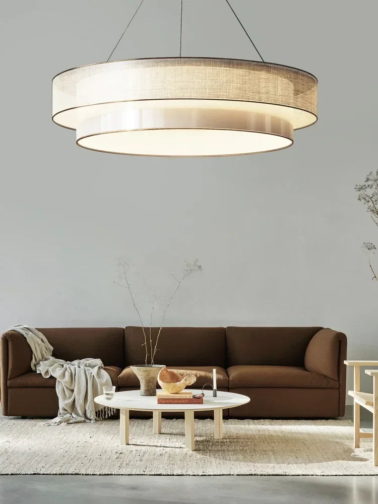 lustre circulaire style chinois zen avec tissu luminaire ingénierie