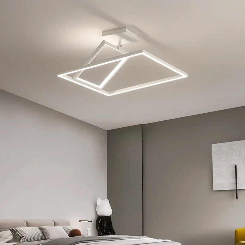 lustre carré minimaliste moderne avec éclairage dimmable